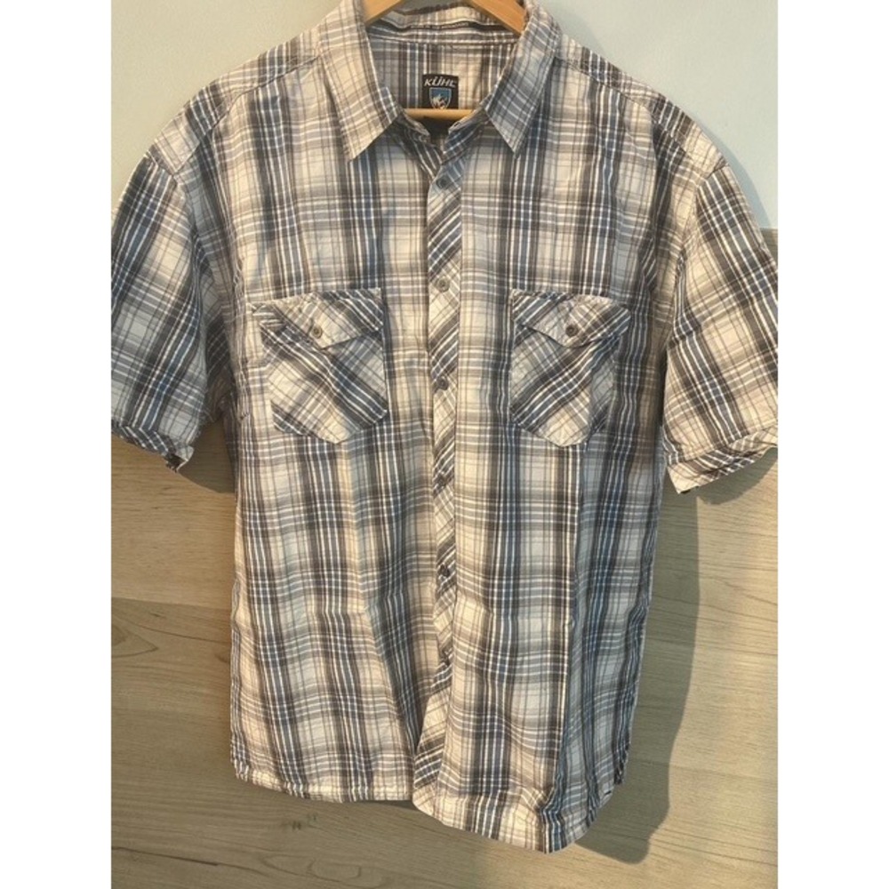 Kuhl Plaid Button-Down Short Sleeve Cotton Suncel Blend Men's‎ Shirt Size XXL